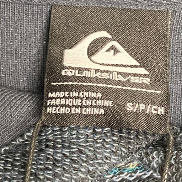 Quiksilver Pullover Hoodie Long Sleeve Men's Small Drawstring Blue Stripe NEW - Picture 8 of 13